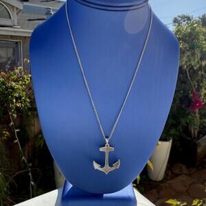 Sterling Silver Anchor Necklace. Sterling Nautical Anchor Pendant Necklace.